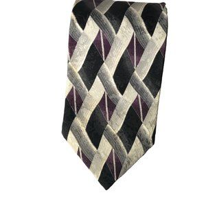 REPP LTD Executive Silk Absract Purple Silver Grey Black White Neck Tie 64 x 4 R